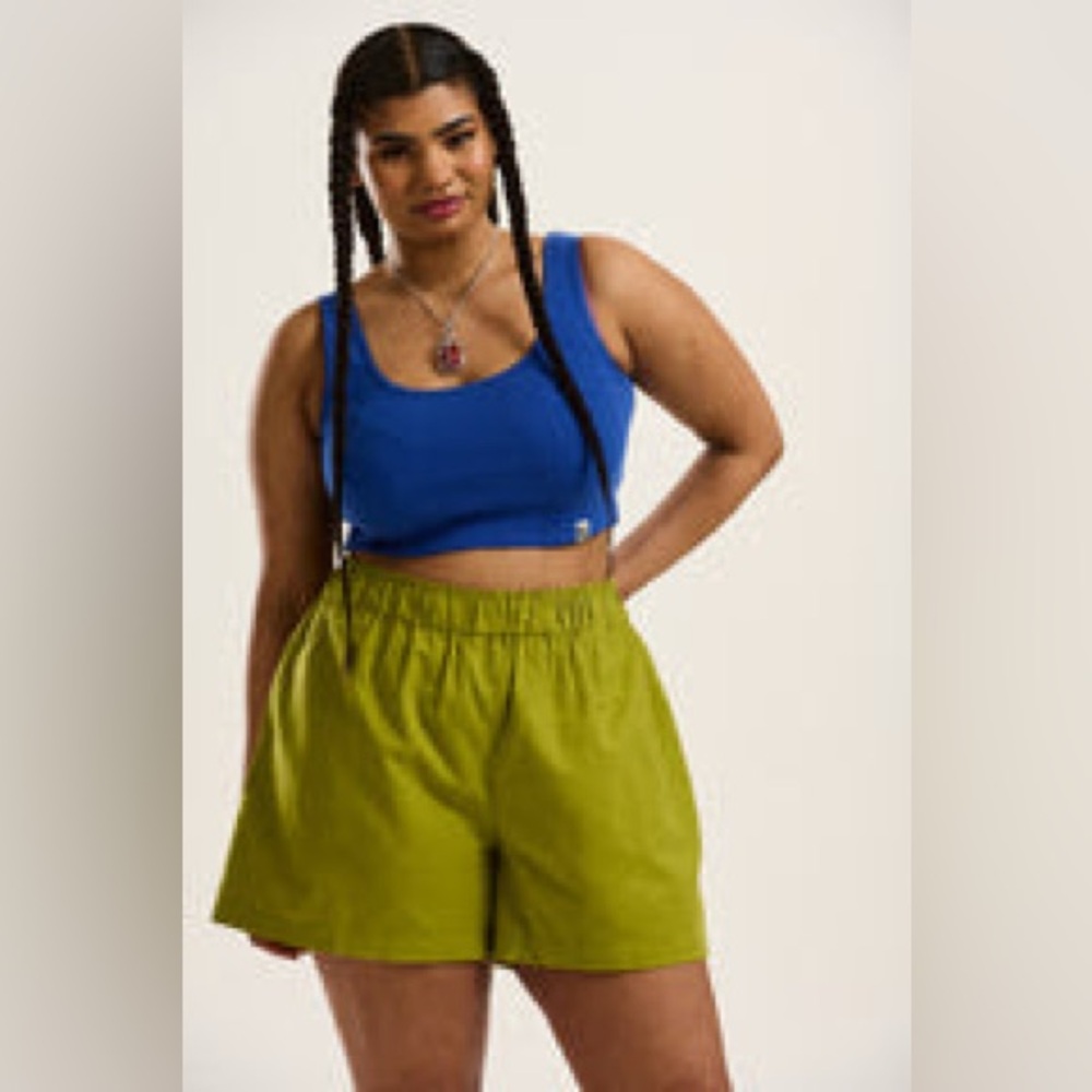 LUCY AND YAK 2X CHARTREUSE GREEN JESSIE SHORTS